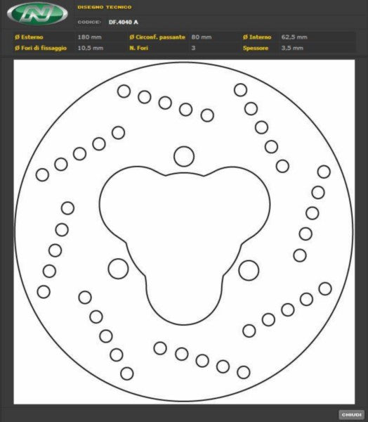 Remschijf Newfren achter 180mm Derbi senda / Senda X Treme / df4040