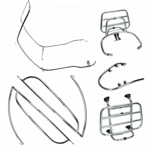 Valbeugelset compleet imitatie GLANS ZWART of CHROME Vespa Sprint / Primavera / Elettrica