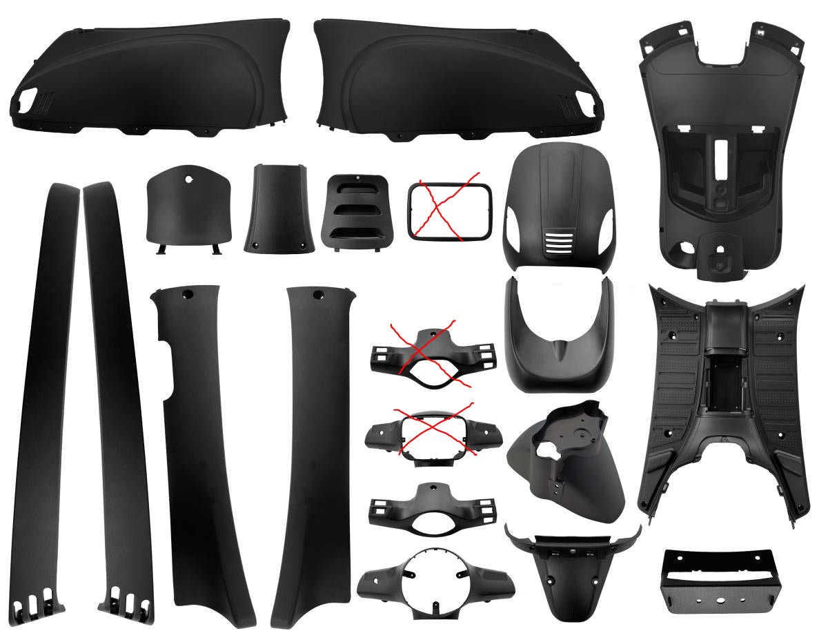 Kappenset 17 delig voor o.a. LA SOURIS VESPELINI / AGM VX50 / BTC Riva / CHINA SCOOTER