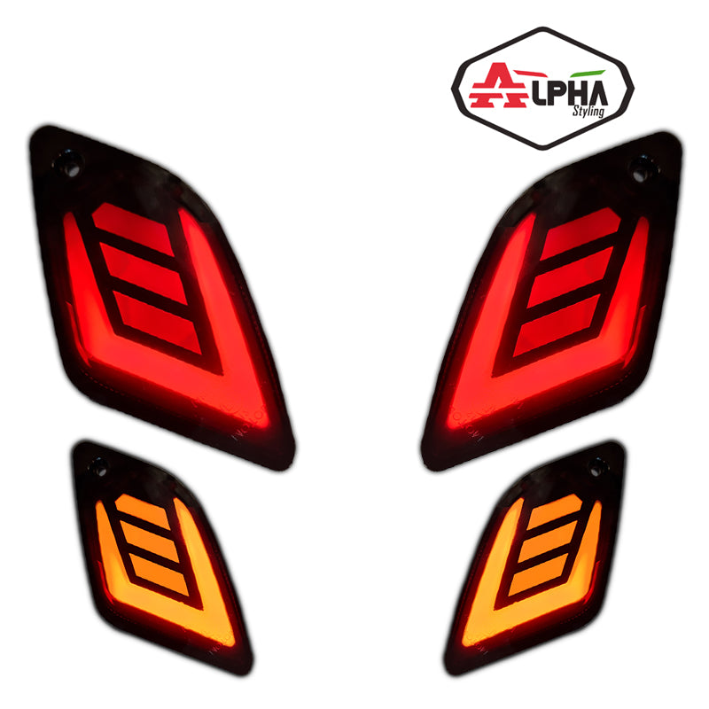 LED knipperlicht set ALPHA matrix weglopend achter Vespa GTS