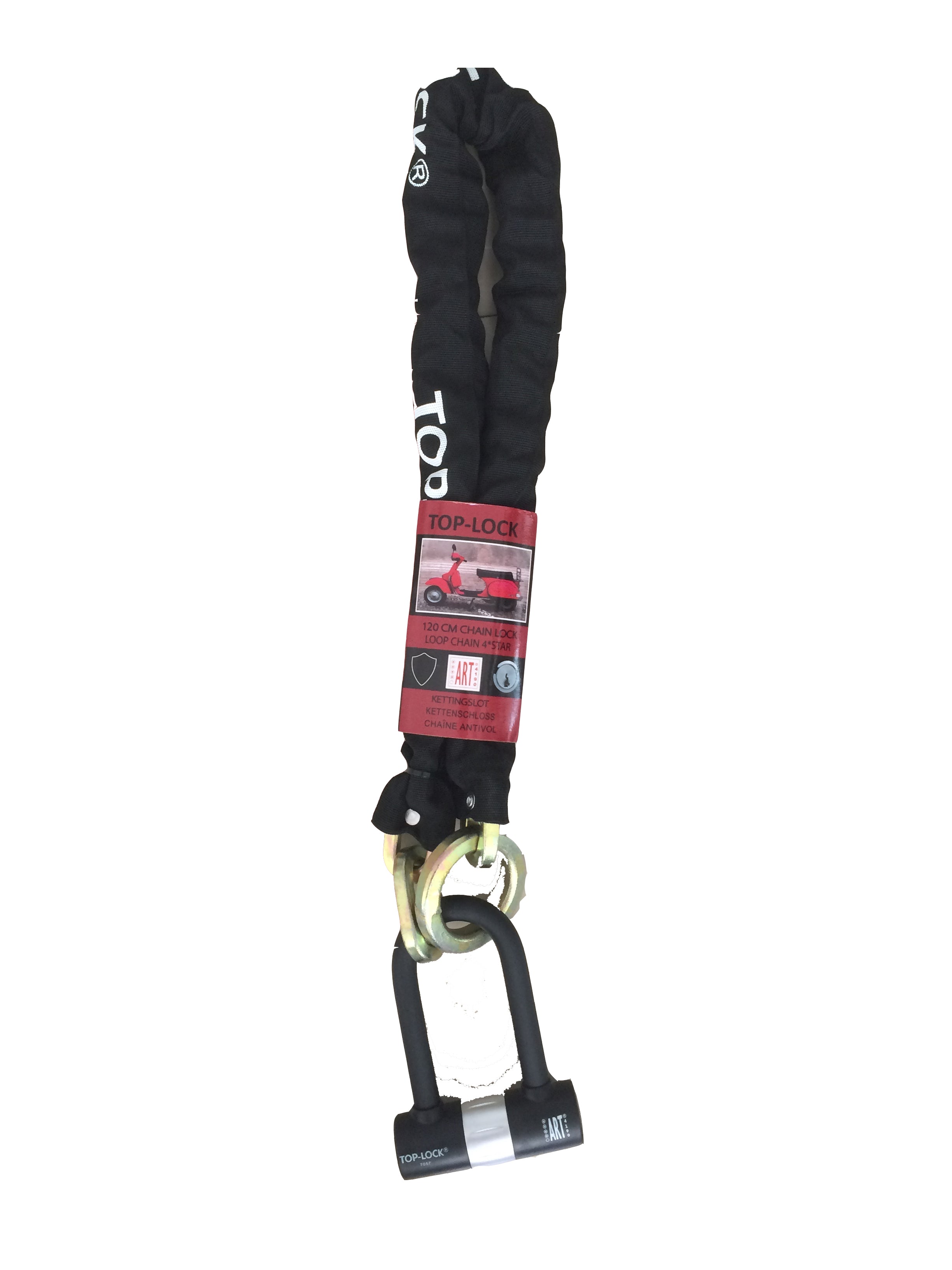 Top Lock ART4 Kettingslot Scooter & Motor - 180cm Zeer Sterk Motorslot Met Goedkeuring
