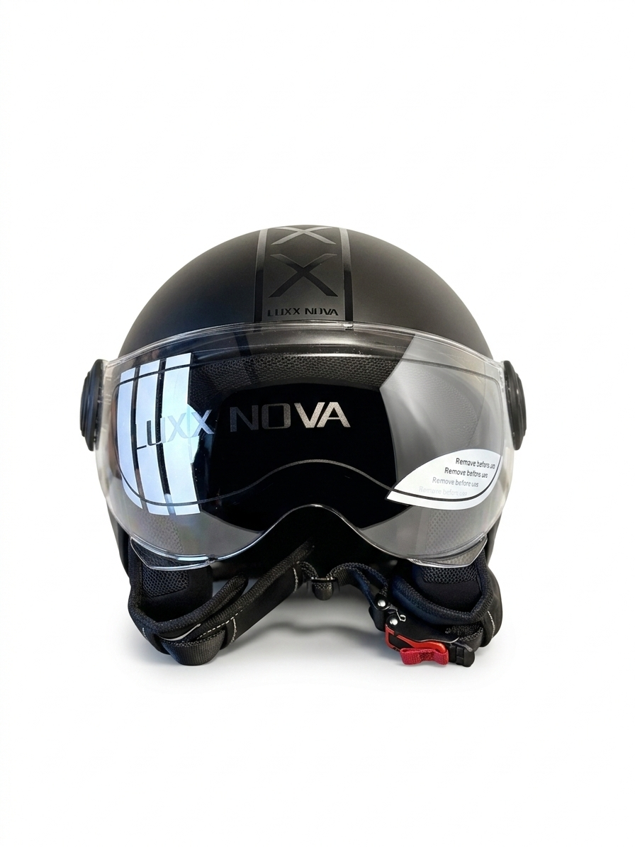 Luxx Nova Helm - Dames & Heren - Brommer - Scooter - Motor - Mat zwart - Europees (LENTE VOORDEEL)