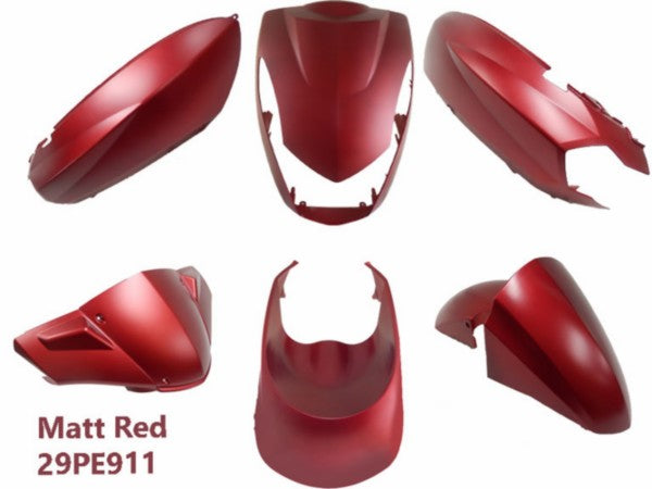 Kappenset 6 delig Peugeot Kisbee rood / blauw mat