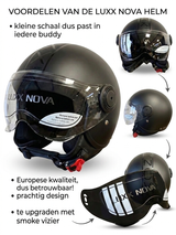 Luxx Nova Helm - Dames & Heren - Brommer - Scooter - Motor - Mat zwart - Europees (LENTE VOORDEEL)