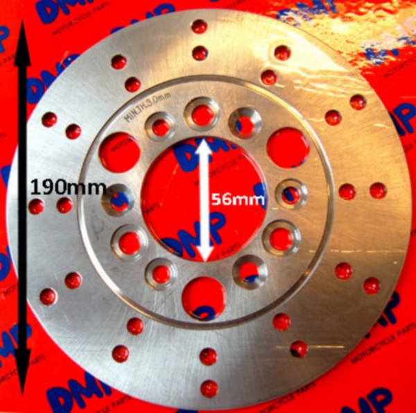 Remschijf DMP voor 190mm Yamah Aerox / Cello Allo / F12 / Fiddle 2 / Jet euro X /  Mojito / Neo Nrg / Orbit / Peugeot / Simply / Sr alle mod. / Typhoon / Xpro
