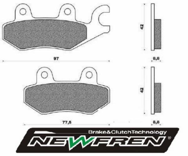 Remblokset Newfren voor Kymco Agility 125 / K pipe / Sento / Silence / Filly  / Gpr / New Dink / Tzr fd0257