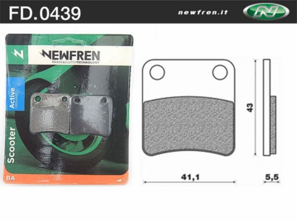Remblokset Newfren handrem  BMW C sport 650 ie 4T LC euro 4 va2016 / Mp3 500cc / 125cc / 250cc / 350cc / Beverly Fuoco / Gp800 / Mp3 300cc / 400cc / fd0439