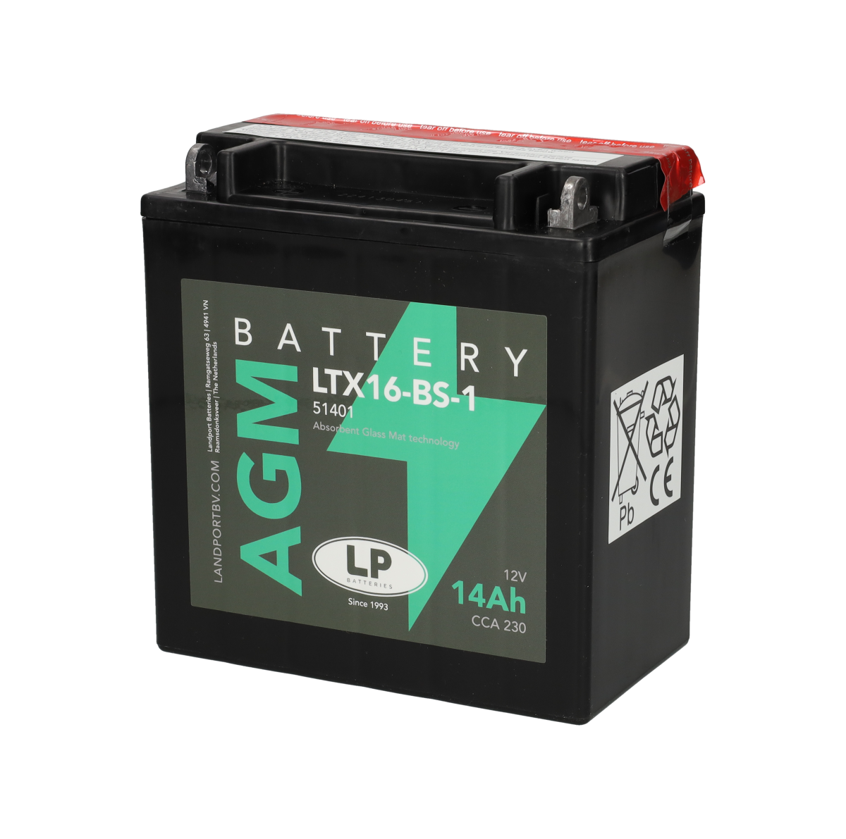 AGM Motoraccu LTX16-BS-1 / YTX16-BS-1 12V 14Ah